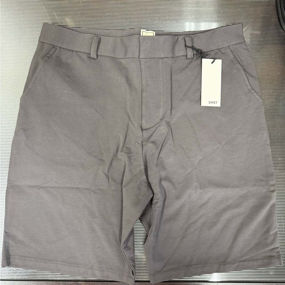 Gray Flat Front Shorts with Clean Hemline